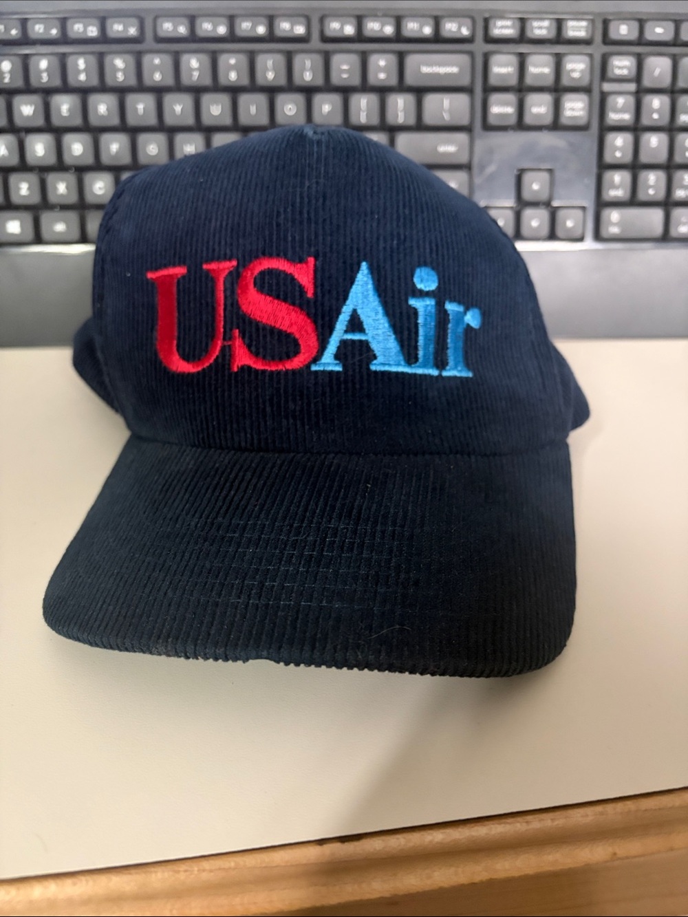 USAir Navy Corduroy Logo Baseball Cap
